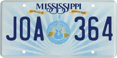 MS license plate JOA364