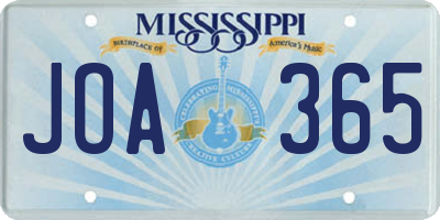 MS license plate JOA365