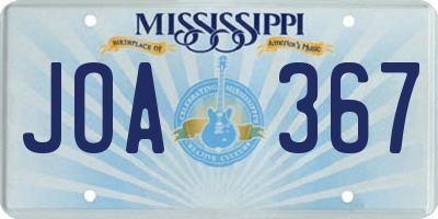 MS license plate JOA367