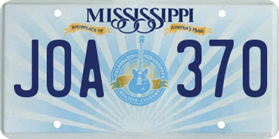 MS license plate JOA370