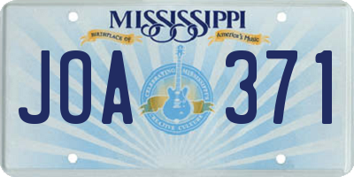 MS license plate JOA371