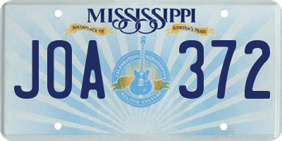 MS license plate JOA372
