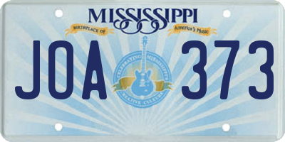 MS license plate JOA373