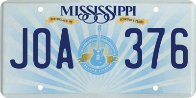 MS license plate JOA376