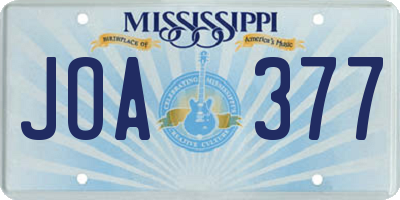 MS license plate JOA377
