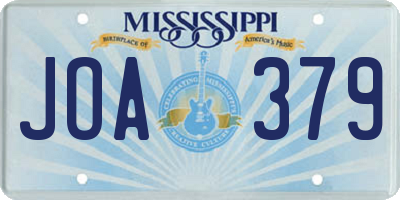 MS license plate JOA379