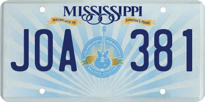 MS license plate JOA381