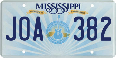 MS license plate JOA382