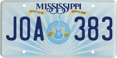 MS license plate JOA383