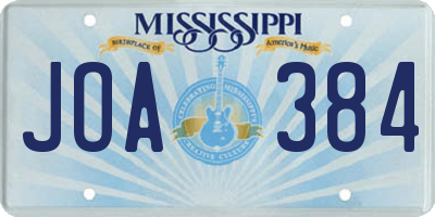 MS license plate JOA384