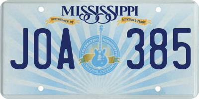 MS license plate JOA385