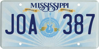 MS license plate JOA387
