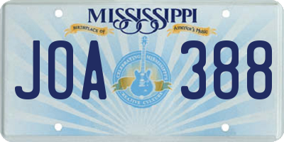 MS license plate JOA388