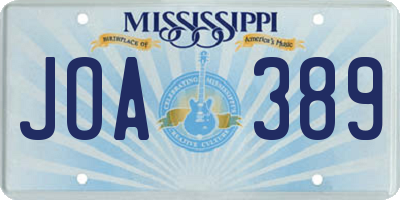MS license plate JOA389
