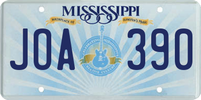 MS license plate JOA390