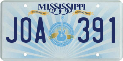 MS license plate JOA391