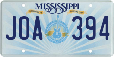 MS license plate JOA394
