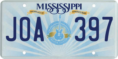 MS license plate JOA397
