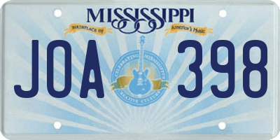 MS license plate JOA398