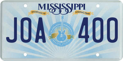MS license plate JOA400