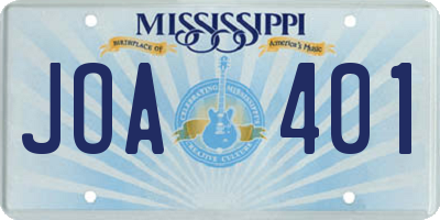 MS license plate JOA401