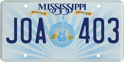 MS license plate JOA403
