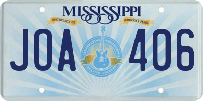 MS license plate JOA406