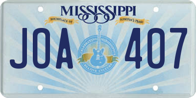 MS license plate JOA407
