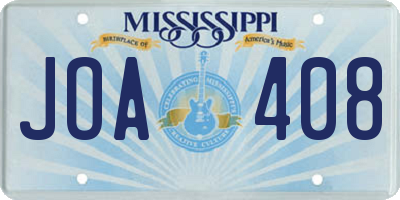 MS license plate JOA408