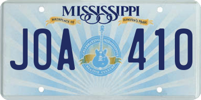 MS license plate JOA410