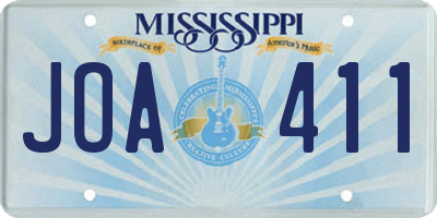 MS license plate JOA411