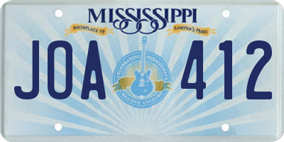 MS license plate JOA412