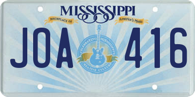 MS license plate JOA416
