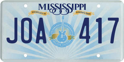 MS license plate JOA417