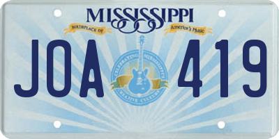 MS license plate JOA419