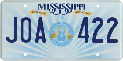 MS license plate JOA422