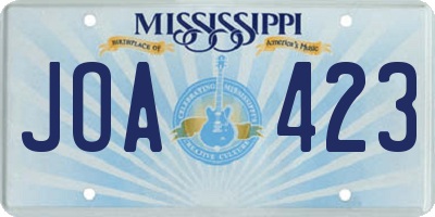 MS license plate JOA423