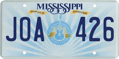 MS license plate JOA426