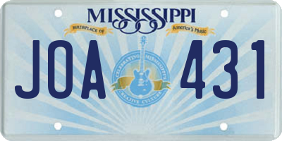 MS license plate JOA431