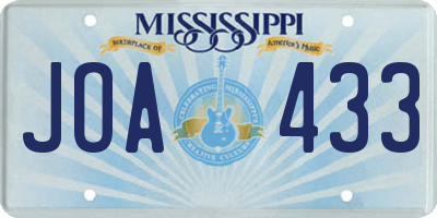 MS license plate JOA433