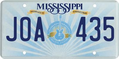 MS license plate JOA435