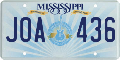 MS license plate JOA436
