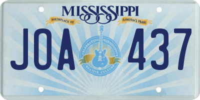 MS license plate JOA437