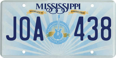 MS license plate JOA438