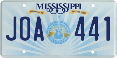 MS license plate JOA441