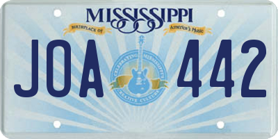 MS license plate JOA442