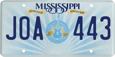 MS license plate JOA443
