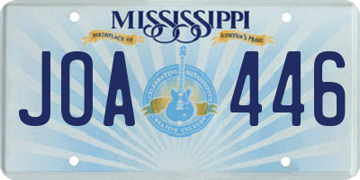 MS license plate JOA446