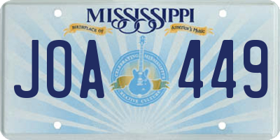 MS license plate JOA449