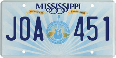 MS license plate JOA451